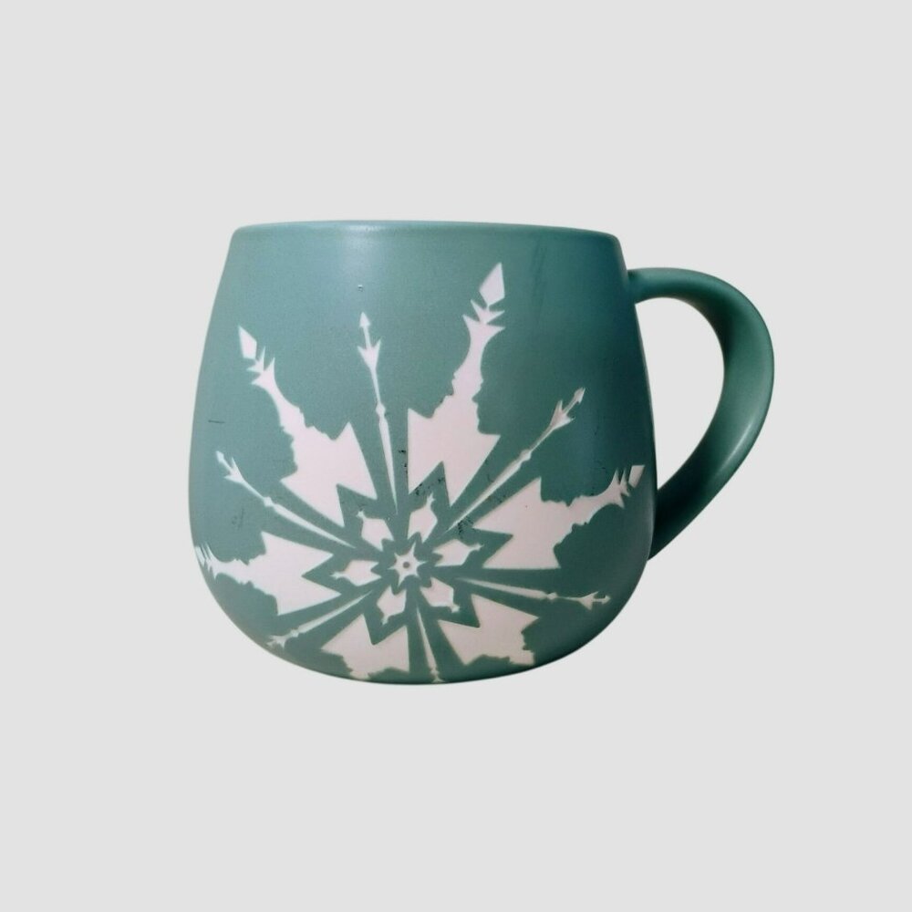Disney FROZEN Ceramic Mug Teal Blue, Engraved Snowflake, Broadway Musical 2018